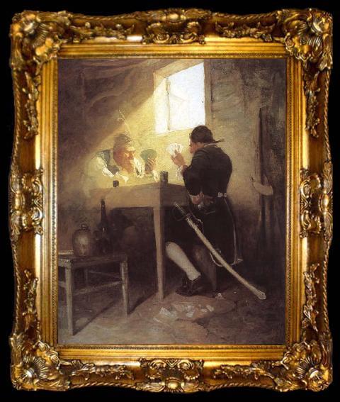 framed  NC Wyeth At the Cards in Cluny-s Cage, ta009-2